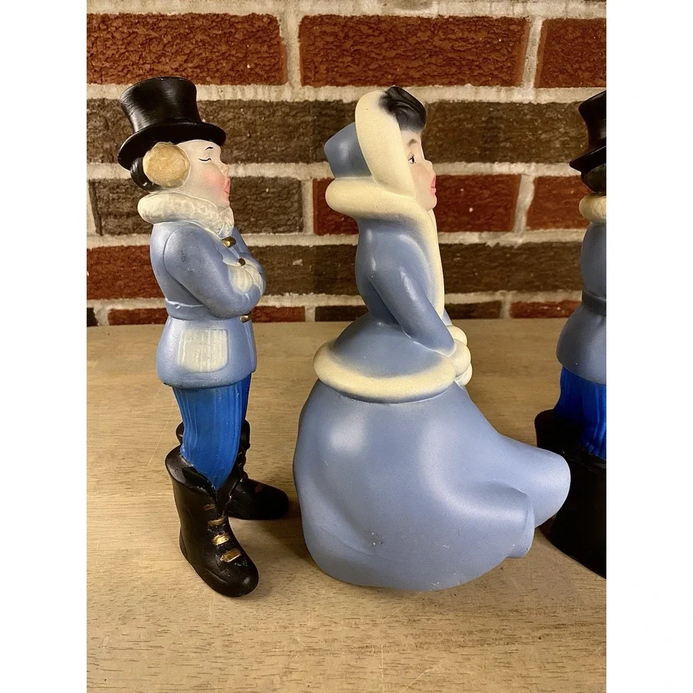 Vintage Ceramic Atlantic Mold Hand Painted Christmas Carolers Set 4 Holiday 9